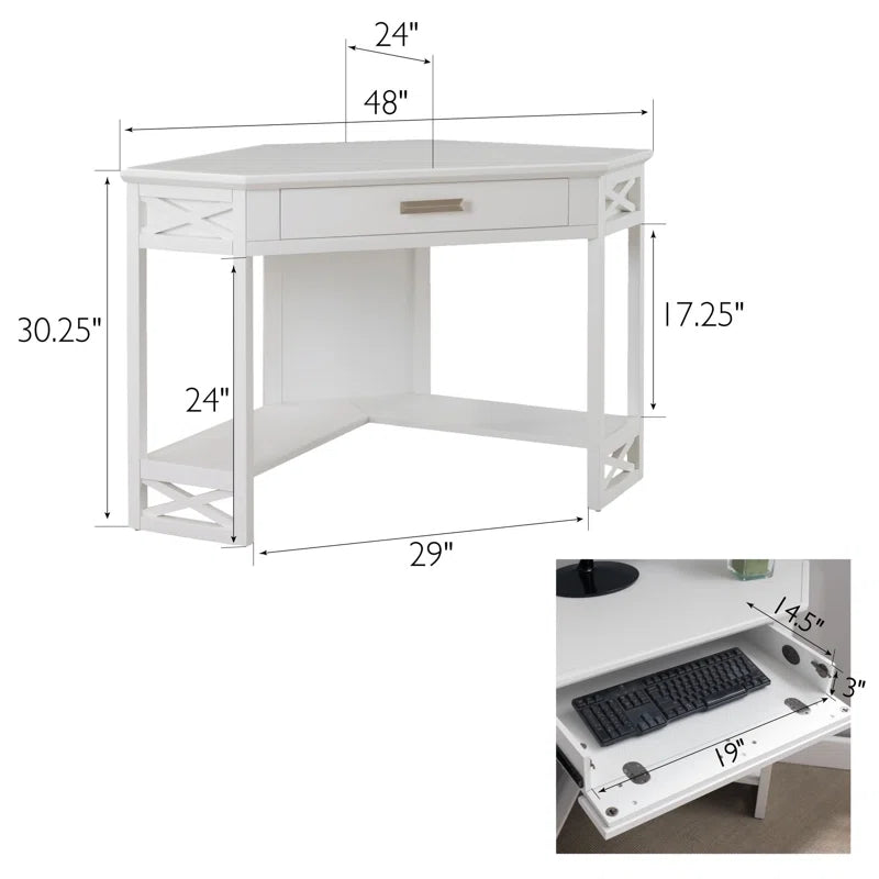 Moorton Corner Computer Desk Made with Solid Wood