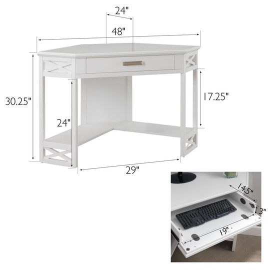 Moorton Corner Computer Desk Made with Solid Wood