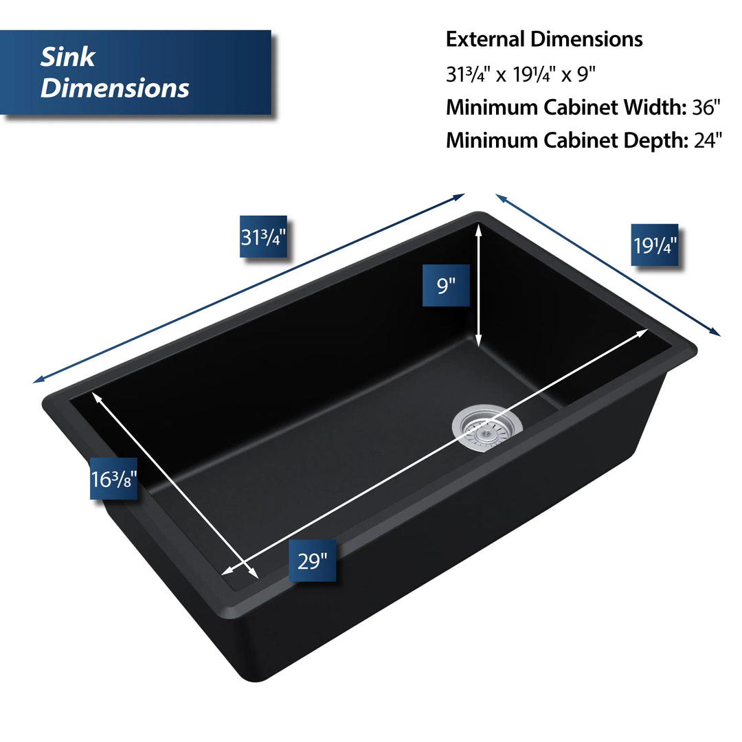 Undermount Quartz Single-Bowl Kitchen Sink