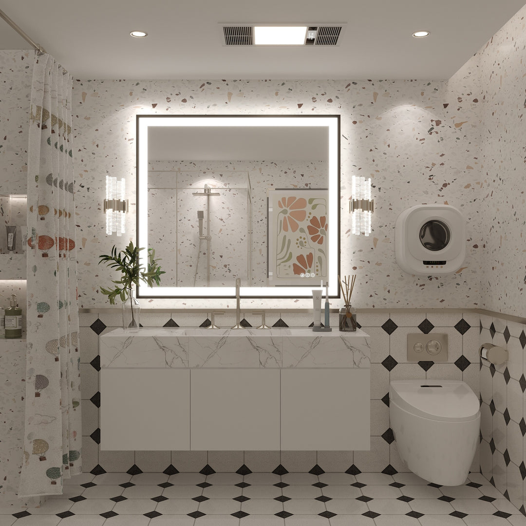 Extra Large Black Frame LED Bathroom Vanity Mirror with 3 Years Warranty and UL Certified