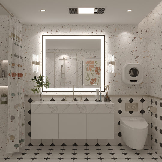 Extra Large Black Frame LED Bathroom Vanity Mirror with 3 Years Warranty and UL Certified