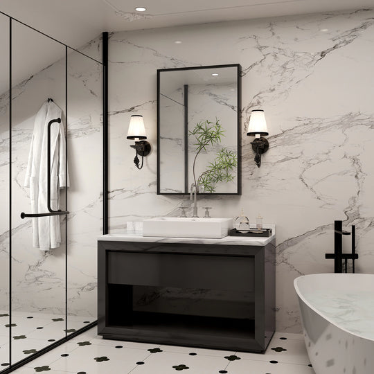 Modern Metal Framed French Cleat Mounted Wall Bathroom Vanity Mirror