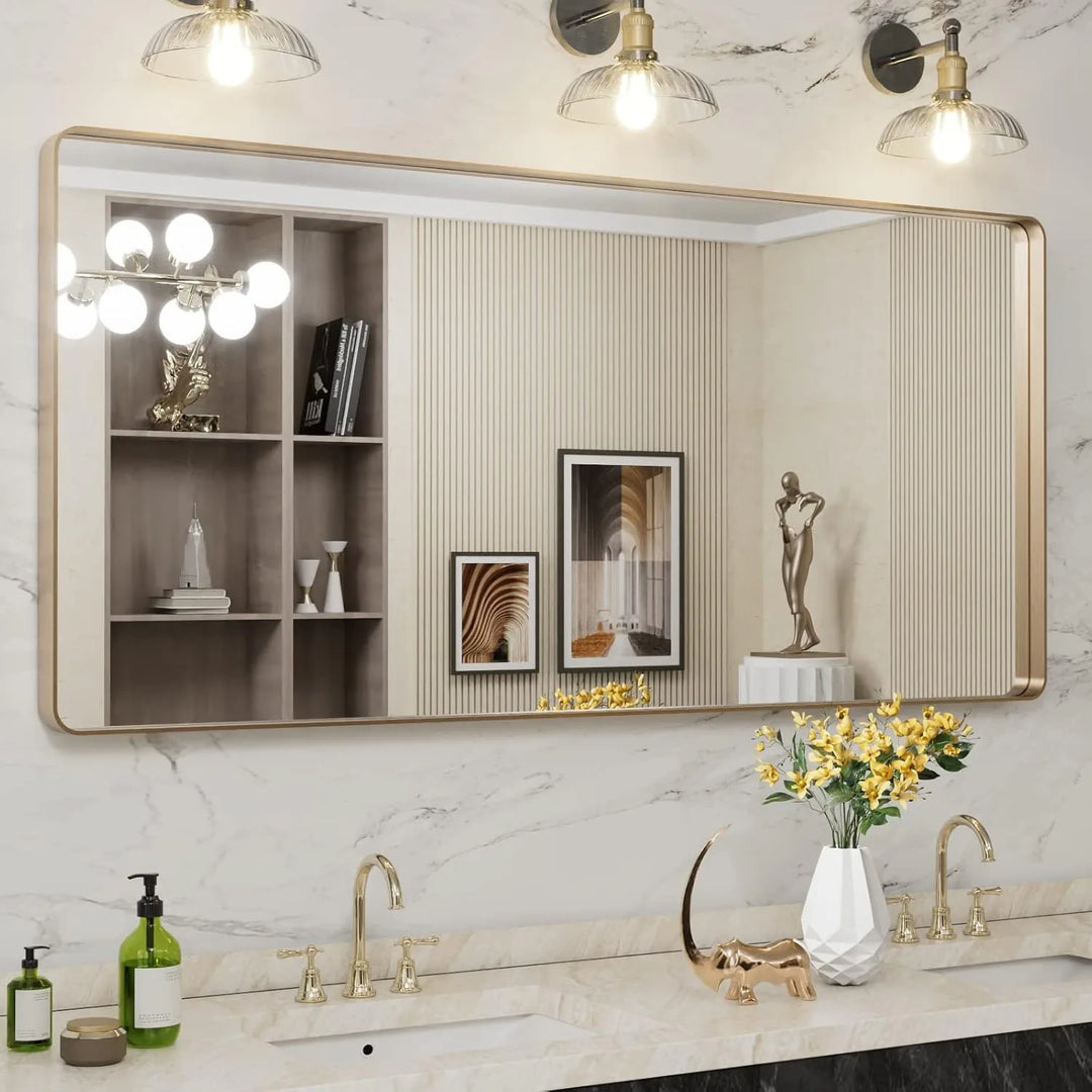 Aluminum Alloy Framed Tempered Glass Wall Decor Vanity Bathroom Mirror