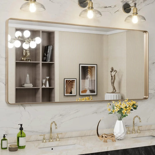 Aluminum Alloy Framed Tempered Glass Wall Decor Vanity Bathroom Mirror
