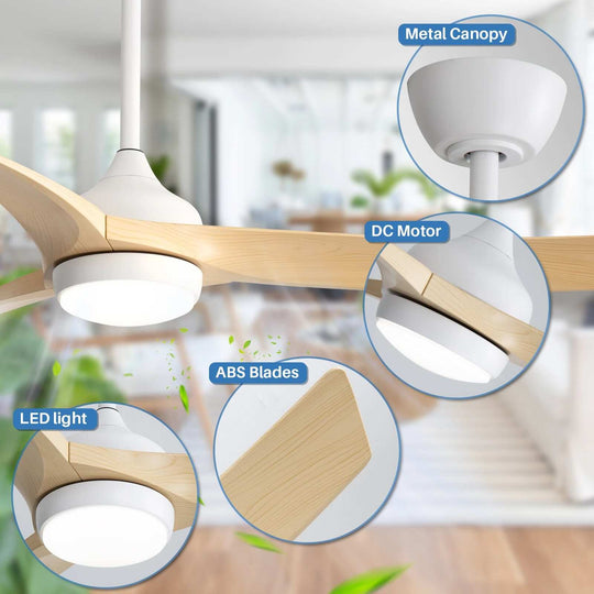 Sofucor 52/60 Inch Ceiling Fan with Integrated LED Light and Remote Control Quiet DC Motor