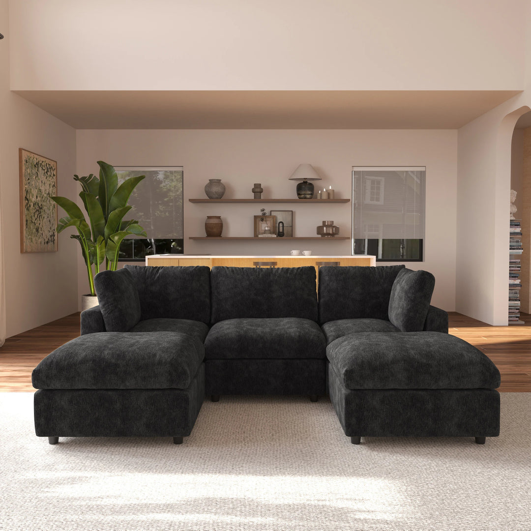 Modern Cloud Sectional Couches for Living Room Set, Chenille U-Shaped Sofa Couch