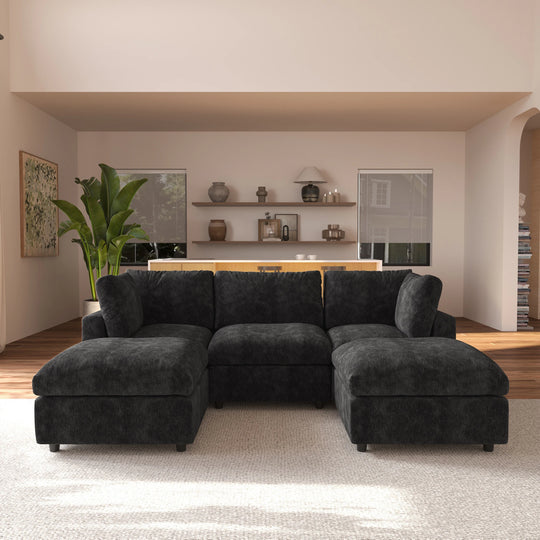 Modern Cloud Sectional Couches for Living Room Set, Chenille U-Shaped Sofa Couch