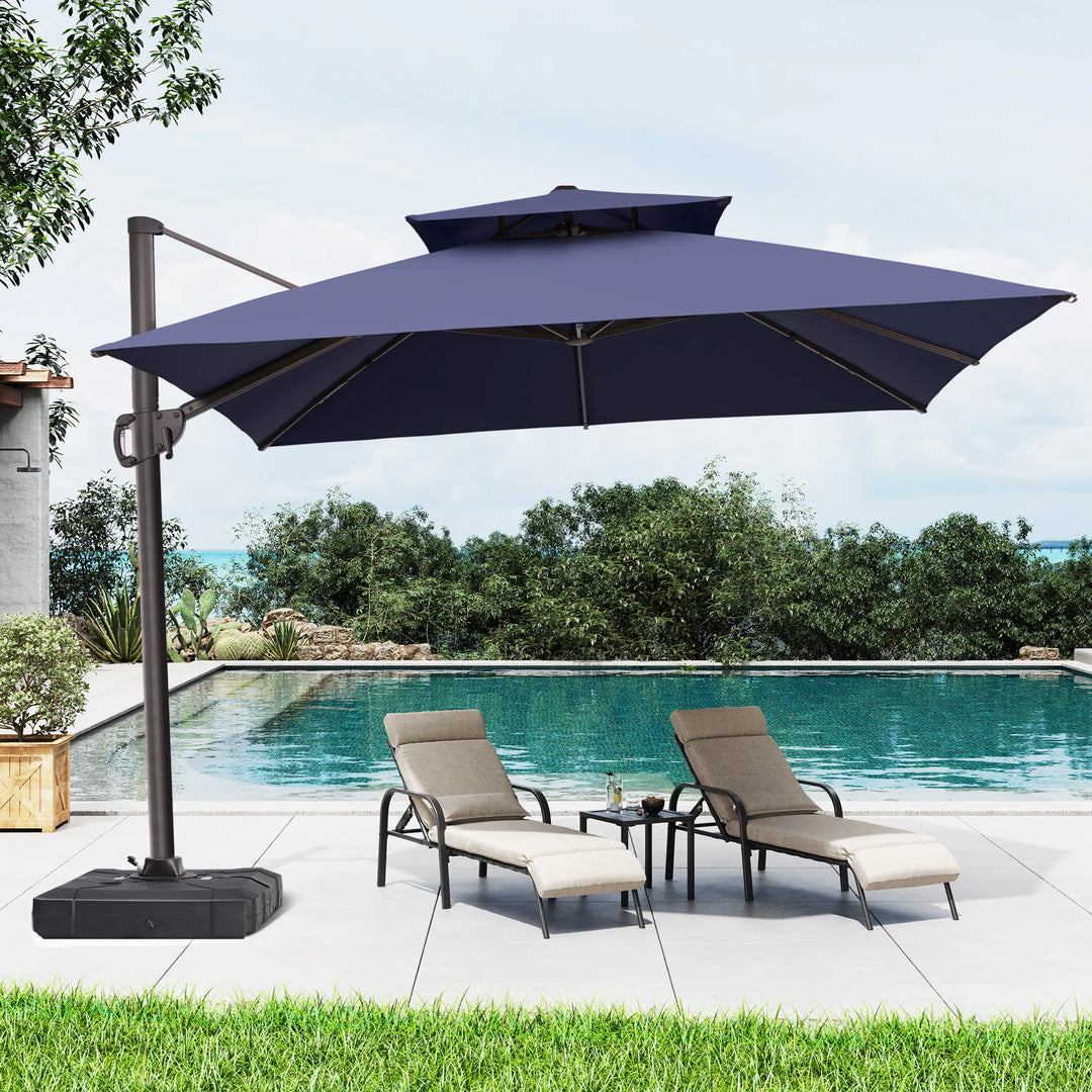 11 X 11 FT Outdoor Square Patio Cantilever Offset Umbrella with Crank and 360 Degrees Rotation