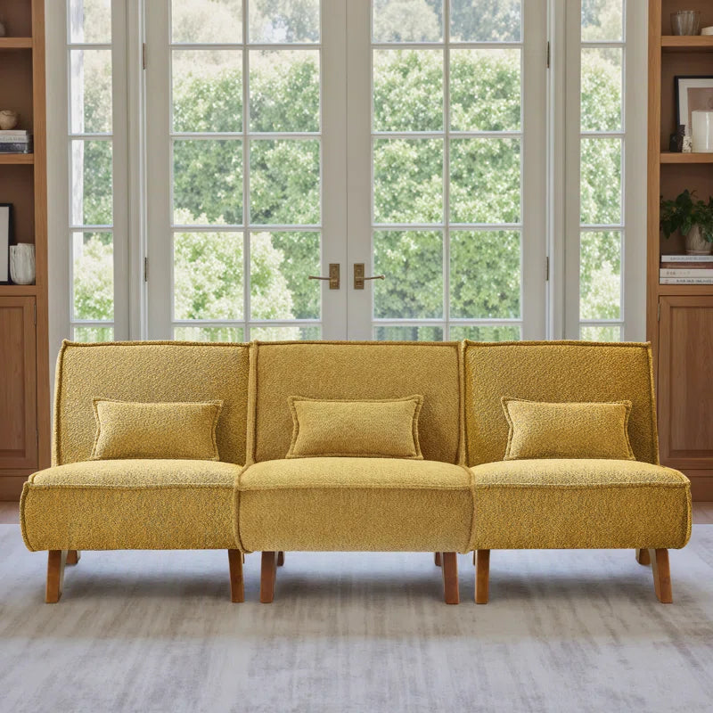 90''W Upholstered Spacious 3 Seat Sofa Will Pillow
