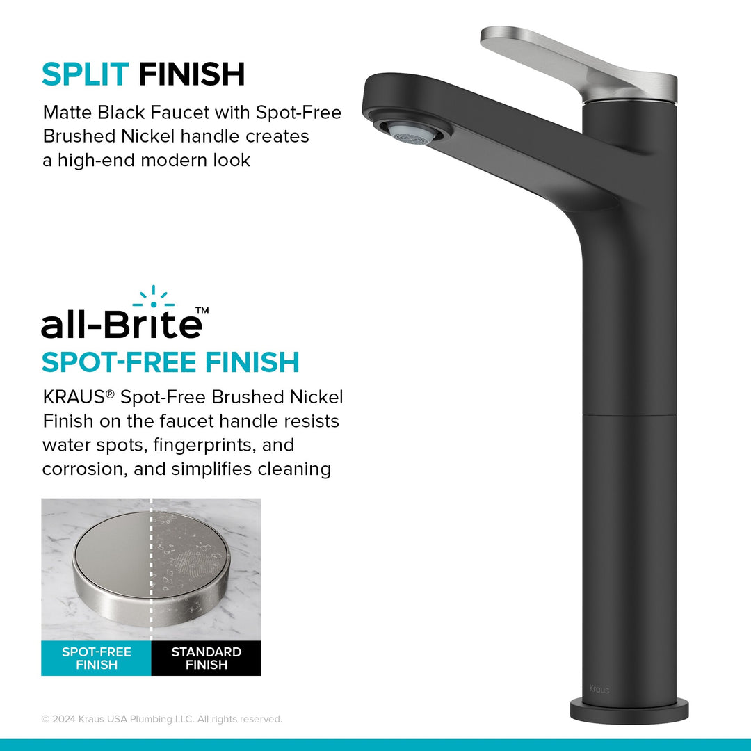 Indy Single Handle Vessel Bathroom Faucet with Pop up Drain