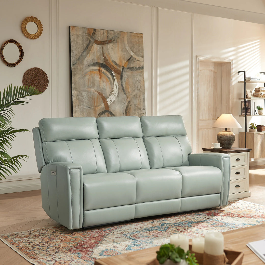 81.5'' Genuine Leather Zero Gravity Power Recliner Sofa with Power Headrest, USB&USB-C Port