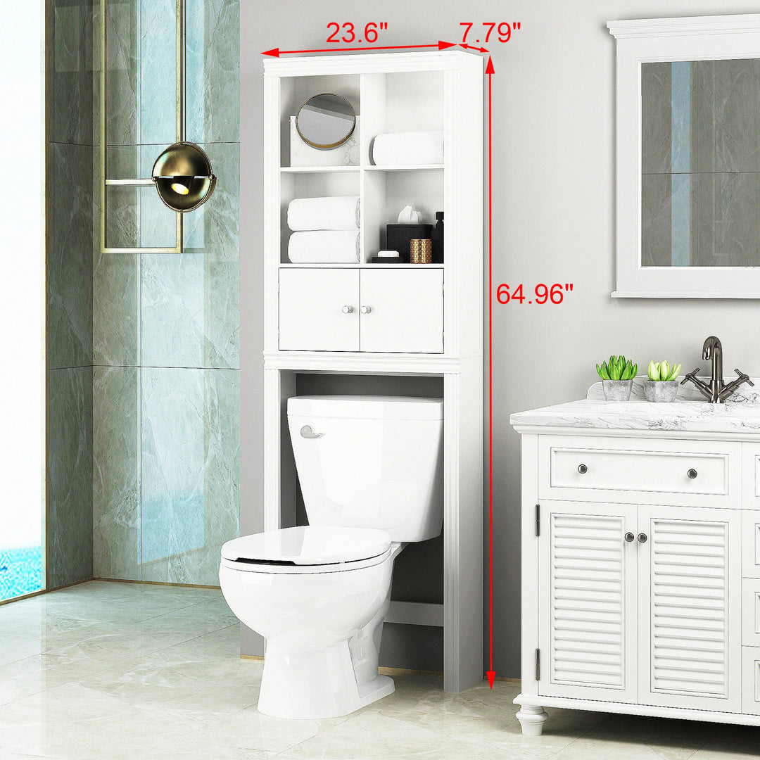 Spirich Home Bathroom Shelf over the Toilet with 4 Cubbies, Bathroom Cabinet Organizer over Toilet, Space Saver Cabinet Storage