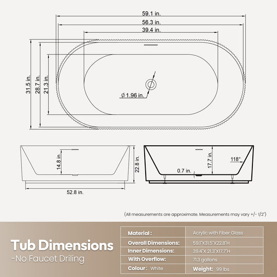 Linyi Freestanding Acrylic Soaking Bathtub