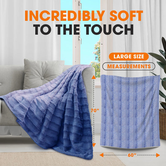 Faux Fur/ Microplush Reversible Throw Blanket