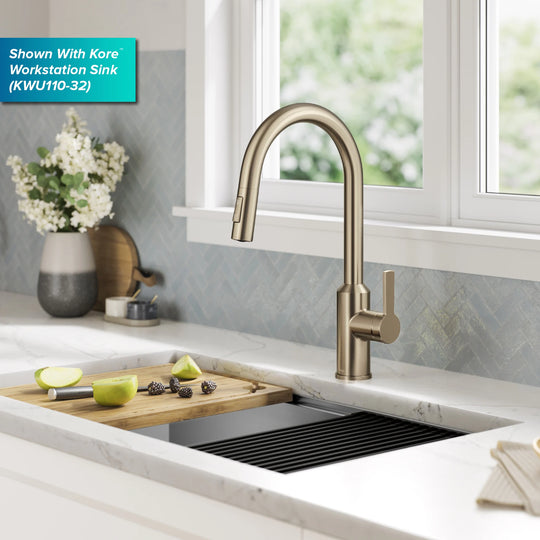 2-Function 1-Handle 1-Hole Pulldown Sprayer Brass Kitchen Faucet