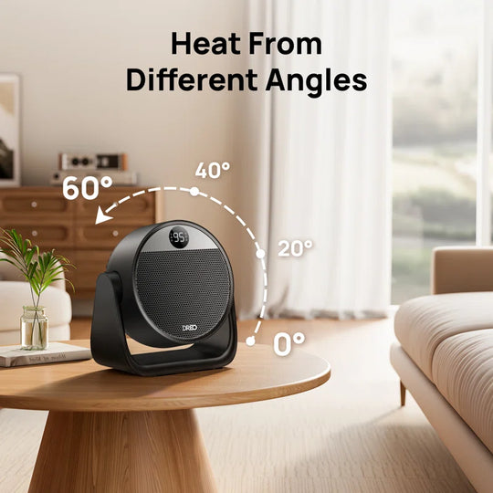 Portable Space Heater, 60° Adjustable Tilt Heater, 1500W Desk Heater for inside with Thermostat, 8 Safety Protections, 12H Timer, 3 Modes, Remote, Electric Heater for Home.