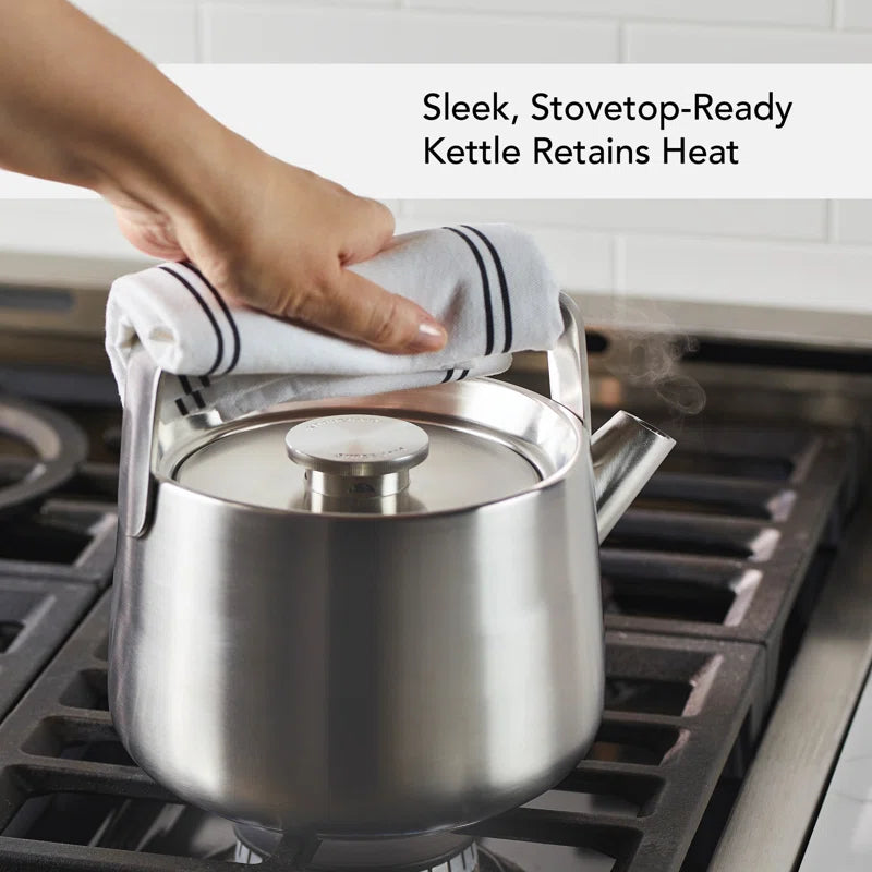 Kitchenaid Stainless Steel Whistling Induction Teakettle, 1.9 Quart, Brushed Stainless Steel