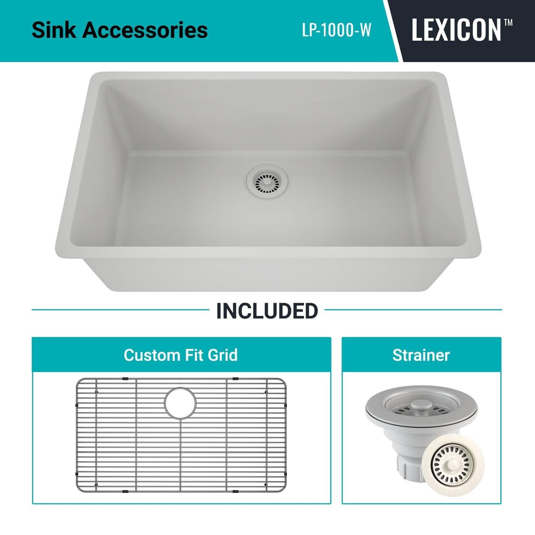 Drop-In Quartz 32 Inch Single Bowl Kitchen Sink Kit - 32"X19"