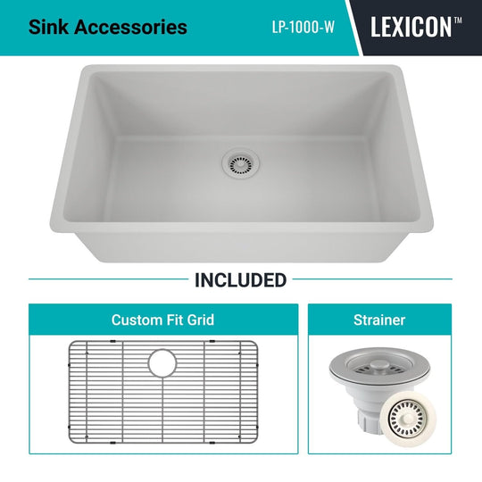 Drop-In Quartz 32 Inch Single Bowl Kitchen Sink Kit - 32"X19"