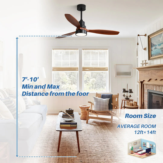 Sofucor 42"/48"/ 52"/60"Noiseless Walnut Wood Ceiling Fan with Remote Control, Integrated Light Optional