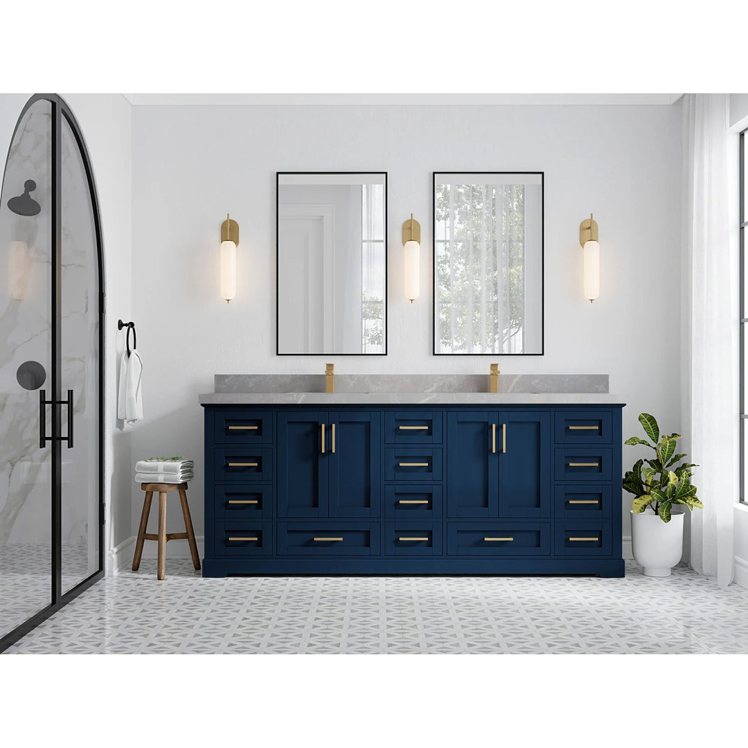 Willow Collection 84 in W X 22 in D X 36 in H Boston Double Bowl Sink Bathroom Vanity with Countertop