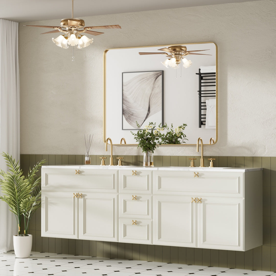 Modern Rounded Rectangle Metal Frame Wall Mirror
