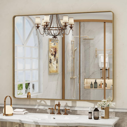 Aluminum Alloy Framed Tempered Glass Wall Decor Vanity Bathroom Mirror