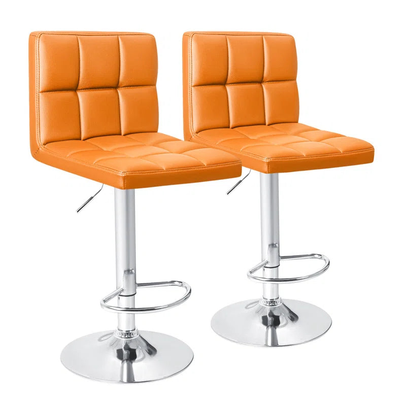 Swivel Upholstered Adjustable Height Counter Stool with Metal Frame