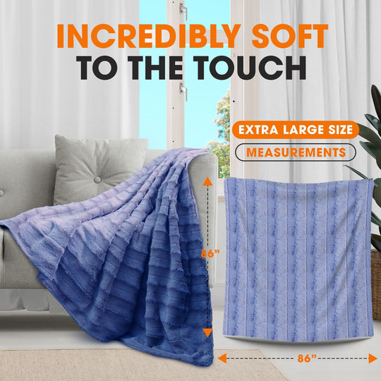 Faux Fur/ Microplush Reversible Throw Blanket