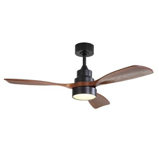 Sofucor 42"/48"/ 52"/60"Noiseless Walnut Wood Ceiling Fan with Remote Control, Integrated Light Optional