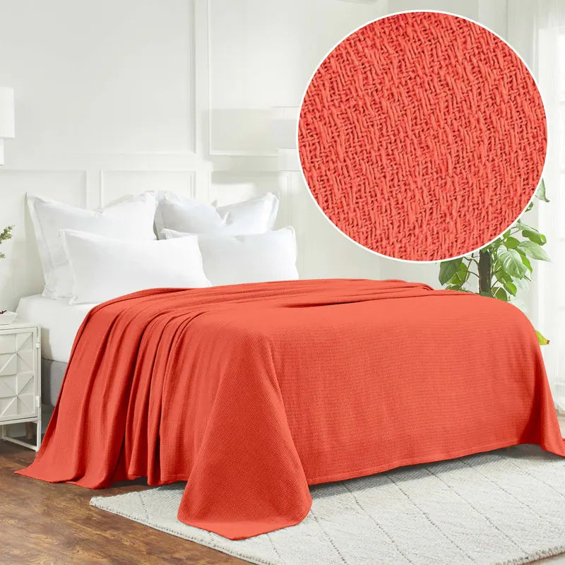 Waffle Weave Honeycomb Knit Soft Cotton Blanket