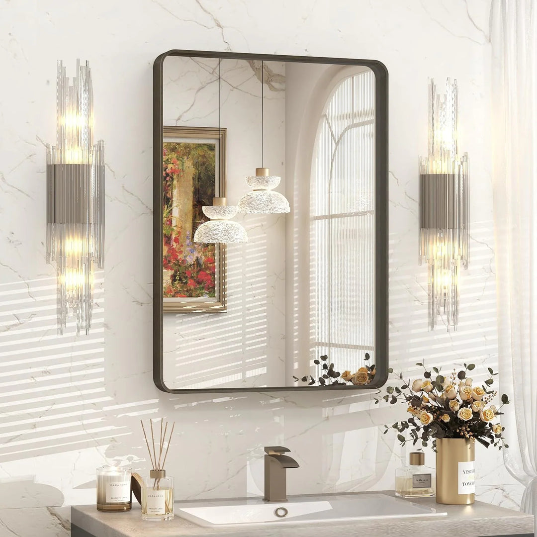 Aluminum Alloy Framed Tempered Glass Wall Decor Vanity Bathroom Mirror