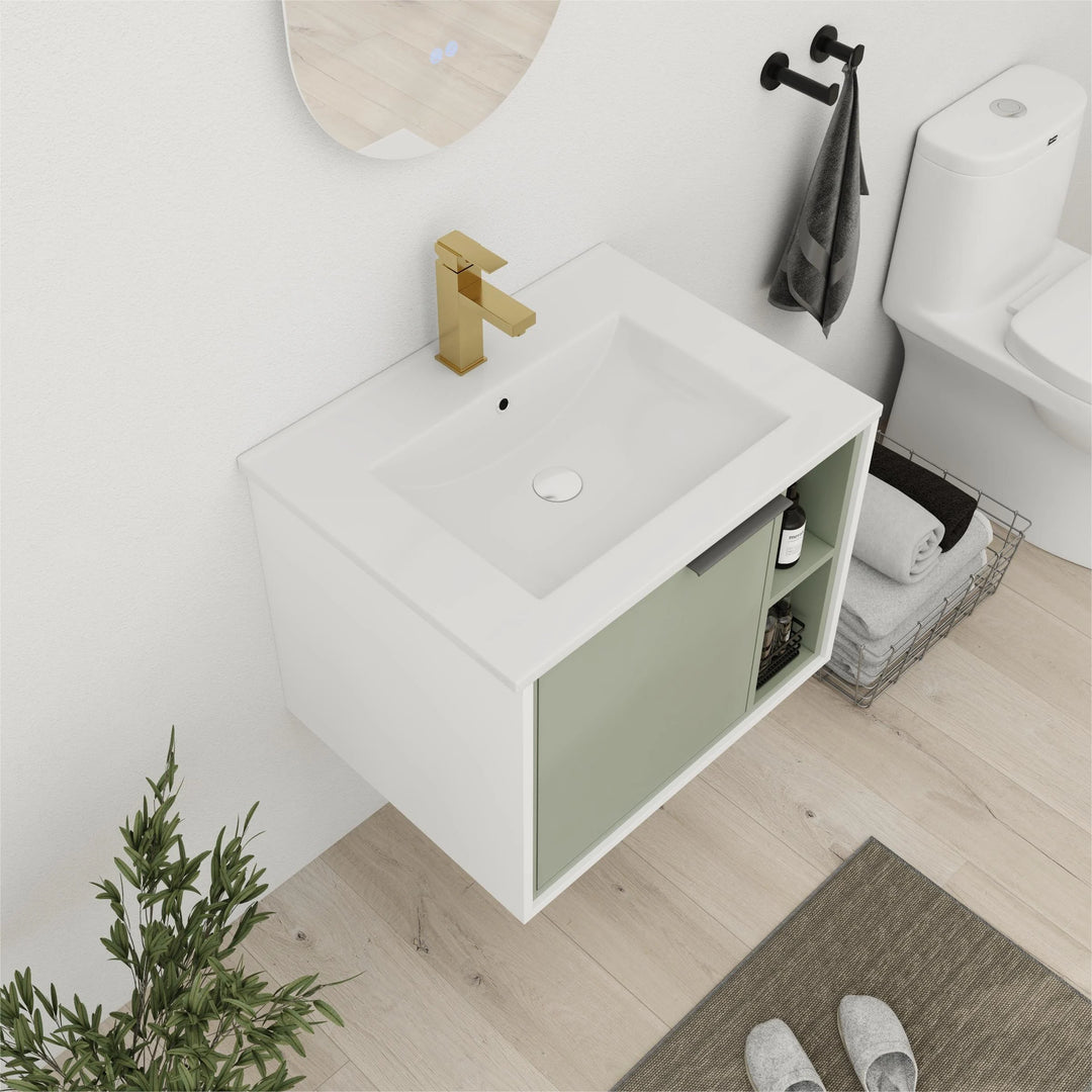 Bathroom Vanity with Sink in 24/30 Inch, Floating Bathroom Vanity with Soft Close Door