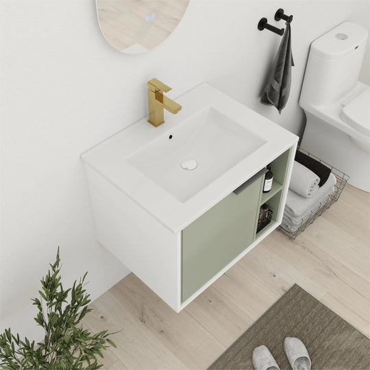 Bathroom Vanity with Sink in 24/30 Inch, Floating Bathroom Vanity with Soft Close Door