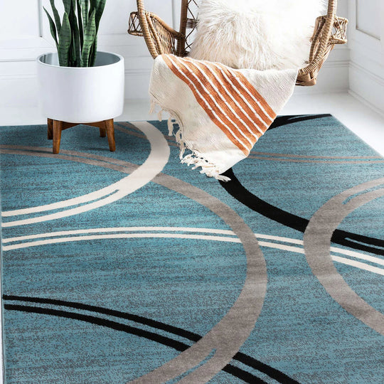 Contemporary Abstract Circles Design Area Rug