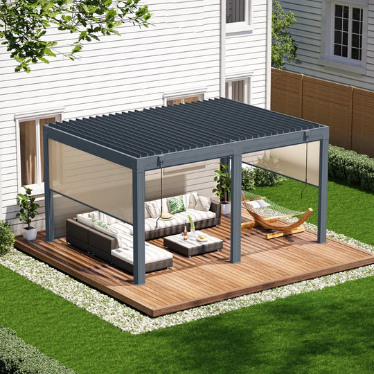 Aluminum Louvered Pergola, Outdoor Pergola with Adjustable Louvered Roof