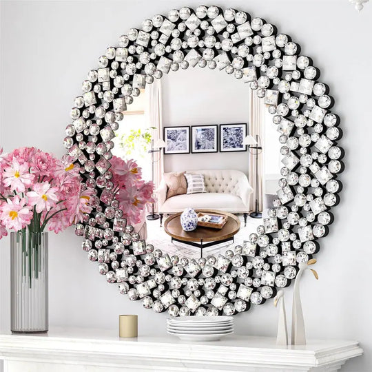 Crystal Accent round Wall Mirror