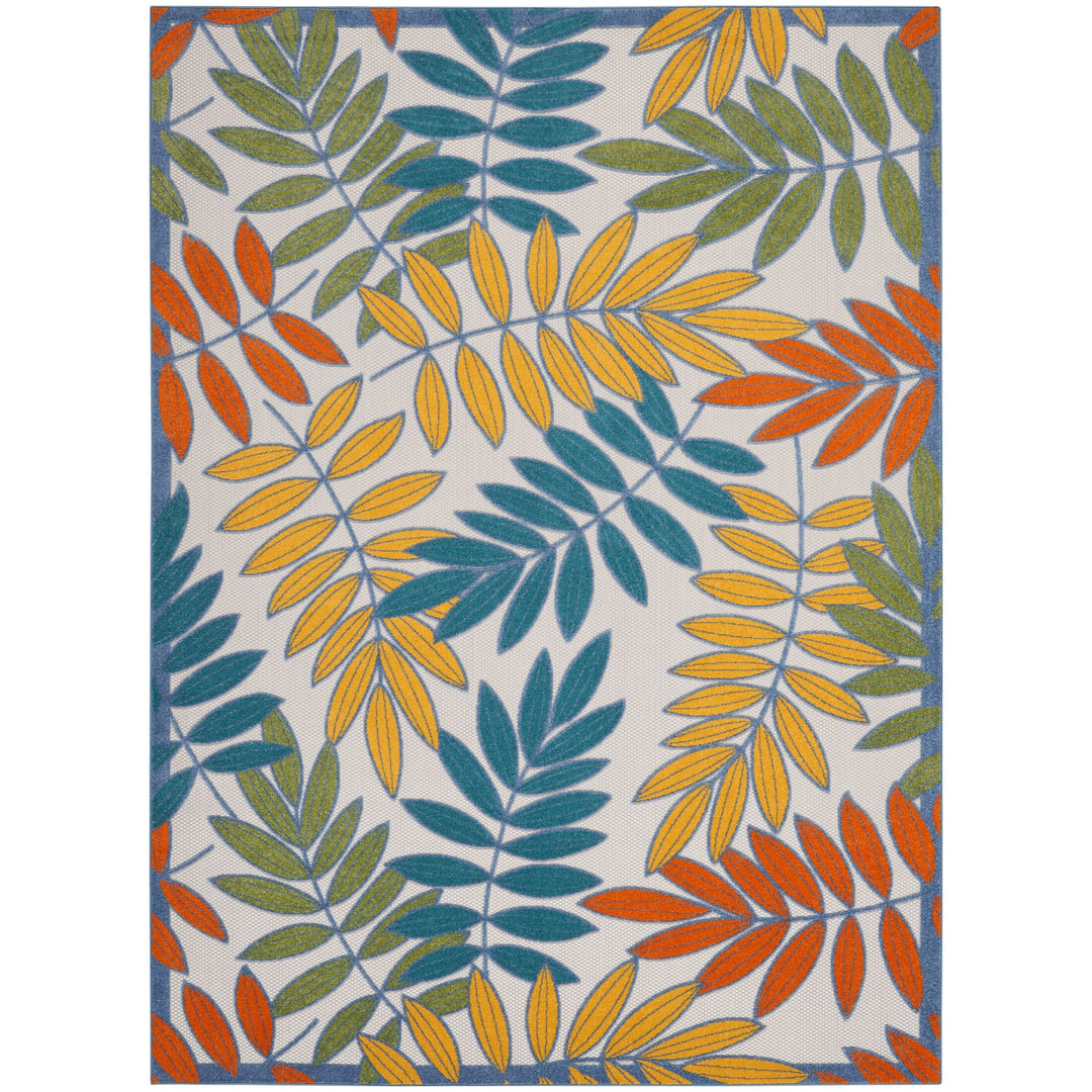Aloha Leaf Print Vibrant Indoor/Outdoor Area Rug