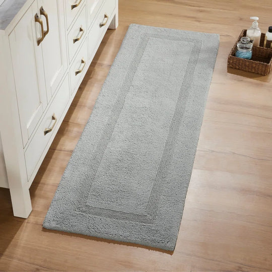 Rozanne Premium 100% Cotton Tufted Reversible Bath Rug – Super Absorbent, Machine Washable Soft & Plush Luxurious Oeko-Tex Certified Bathroom Rug