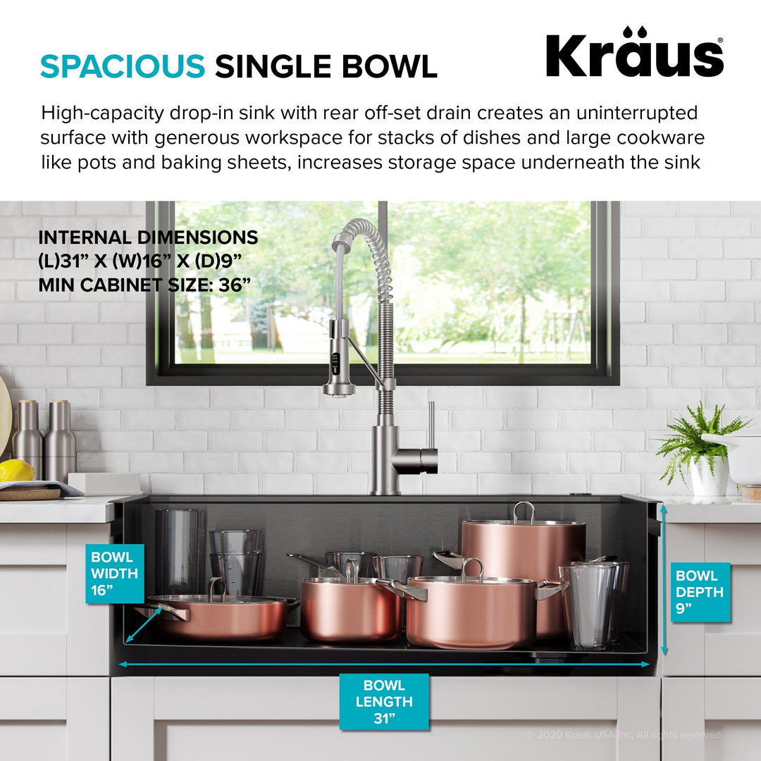 Kore Workstation Drop-In Stainless Steel Kitchen Sink