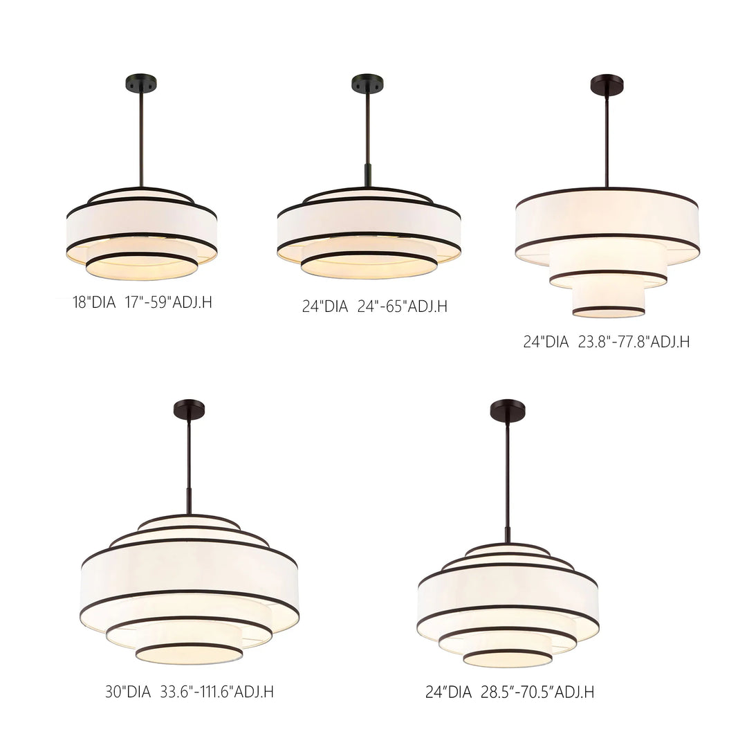 Getledel 30 In. 7-Light Dimmable Tiered Drum Chandelier