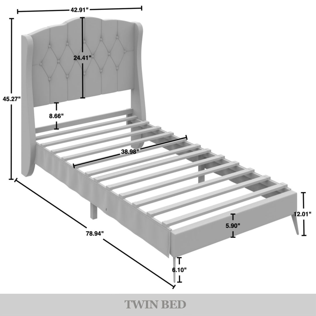 Velvet Diamond Button Tufted Upholstered Platform Bed