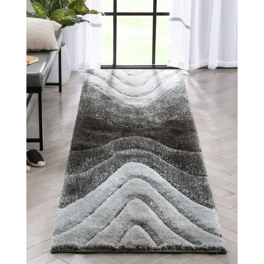 San Francisco Luz Geometric Modern Carved Shag Area Rug