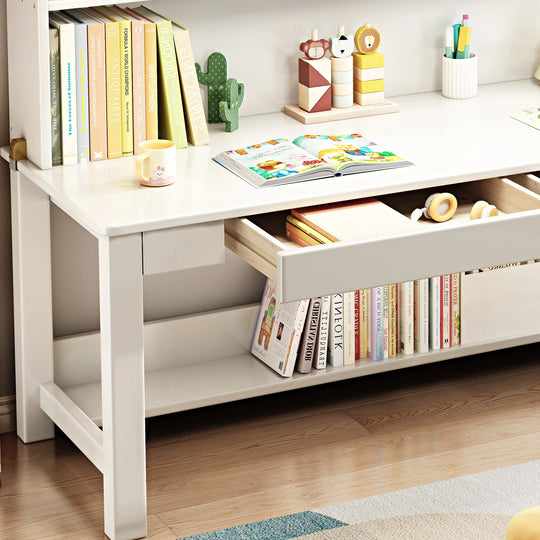 Kids Desk Wood Study Desk Writing Desk with Bookshelf