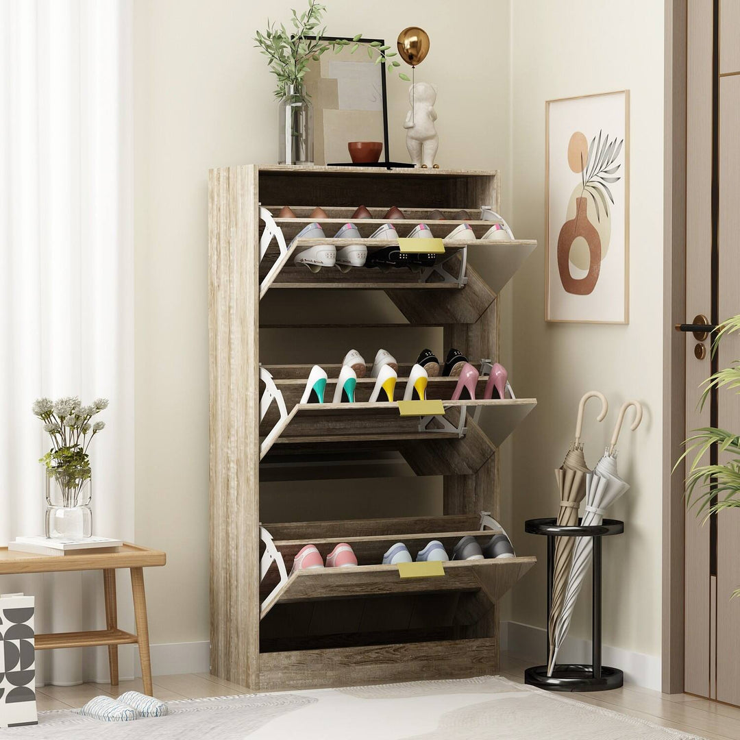 Mirrored Flip Drawer Shoe Cabinet Storage Cabinet Organizer