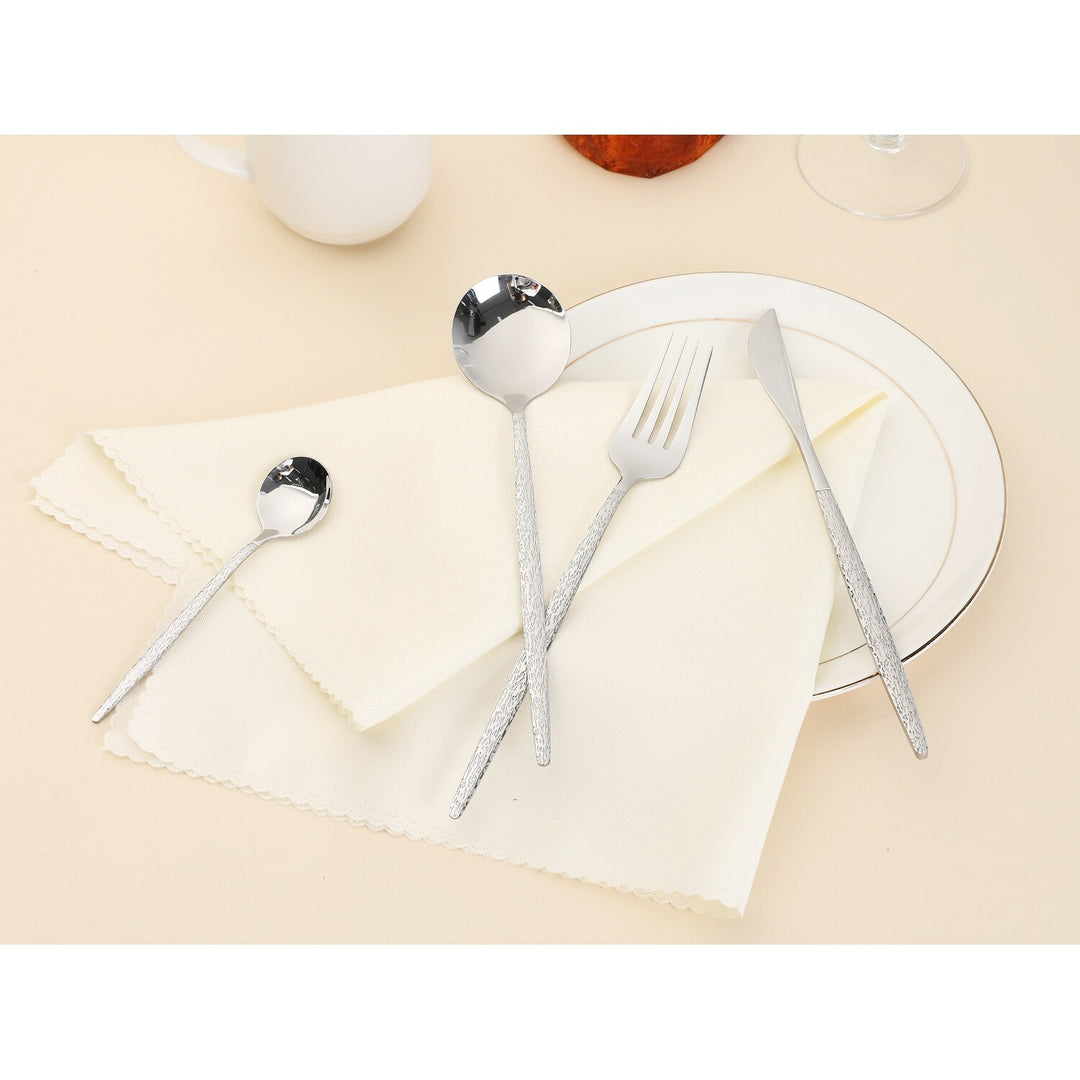 24 PCS Silverware Set, Stainless Steel Flatware with Knife, Spoons and Fork, Mirror Polished Cutlery Serving Utensils Set