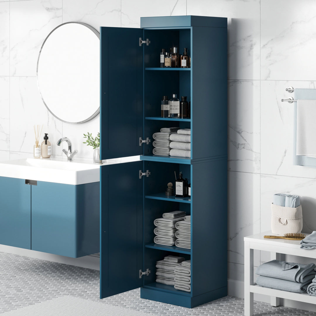 100% Solid Wood Bathroom Storage Cabinet, Adjustable Shelves, 16.5" Wide, 35.75" Tall