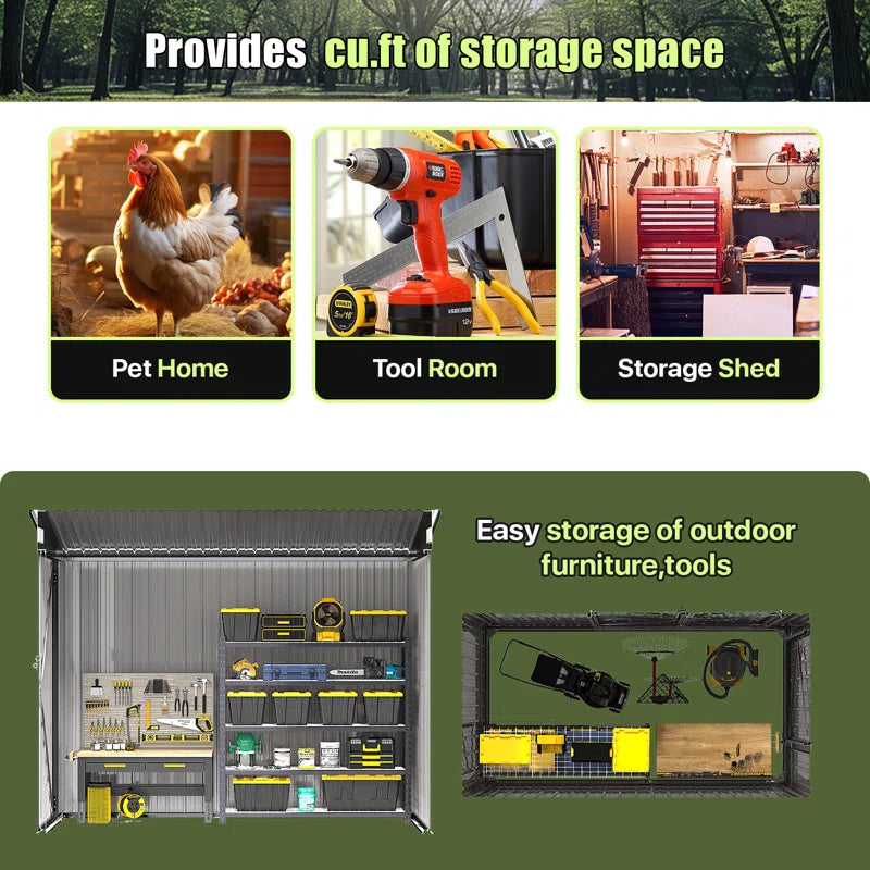 7 Ft. 6 In. W X 3 Ft. 8 In. D Metal Lean-To Storage Shed