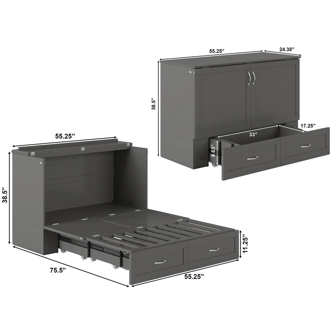 Hamilton Murphy Bed Chest with Mattress and Storage Drawer