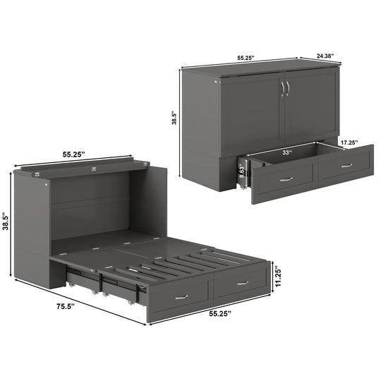 Hamilton Murphy Bed Chest with Mattress and Storage Drawer